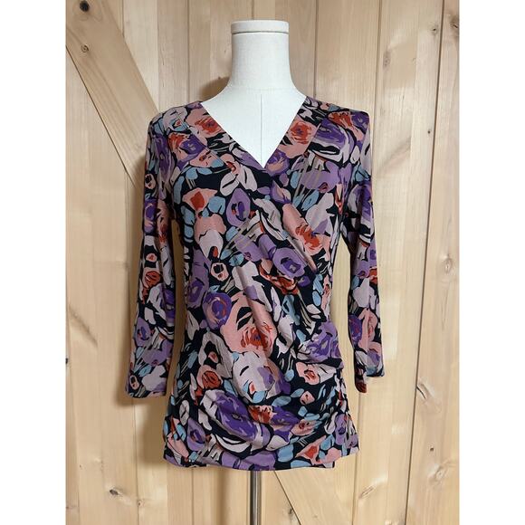 Ralph Lauren | NWT Floral Wrap Surplis Jersey Top | Size Medium - Picture 1 of 14